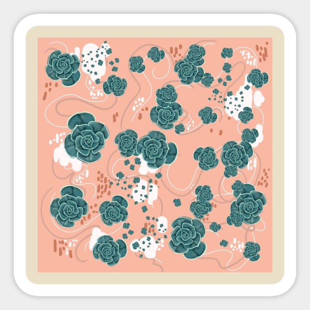 Echeveria Succulent - modern minimal pattern Sticker by Lio Does Things